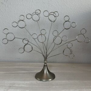 10 Loop Mickey Mouse Ears Silver Tone Metal Wire Photo Tree Photo Holder‎ HTF